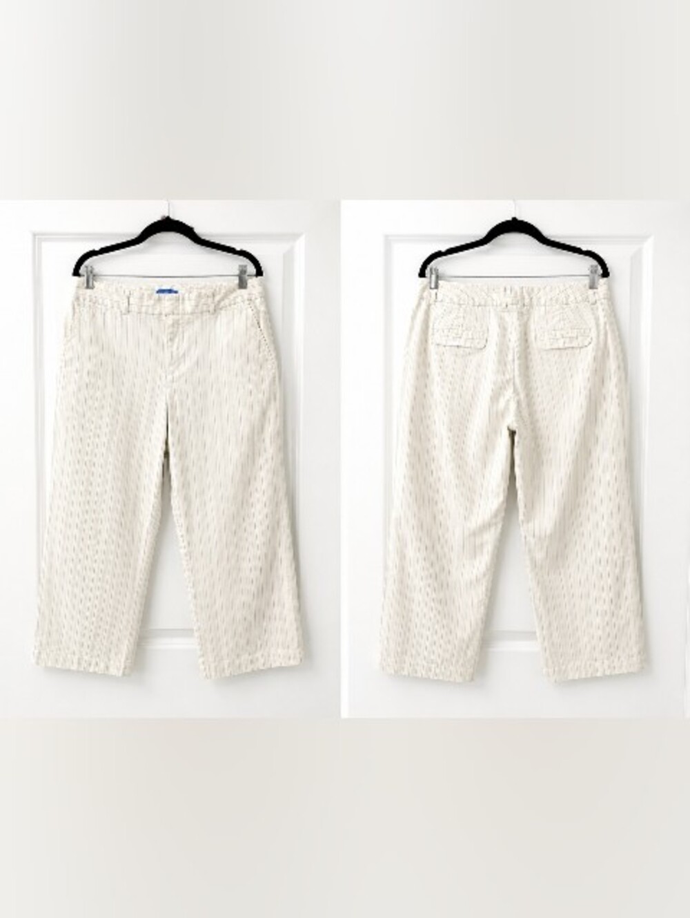 Dockers Preppy Cream Ankle & Cropped Pants With Light Blue & Green Stripes
